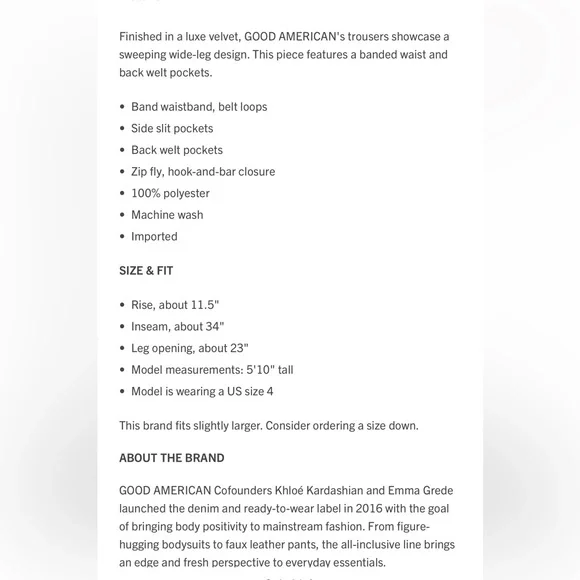 GOOD AMERICAN VELVET WIDE-LEG TROUSERS - Picture 6 of 7